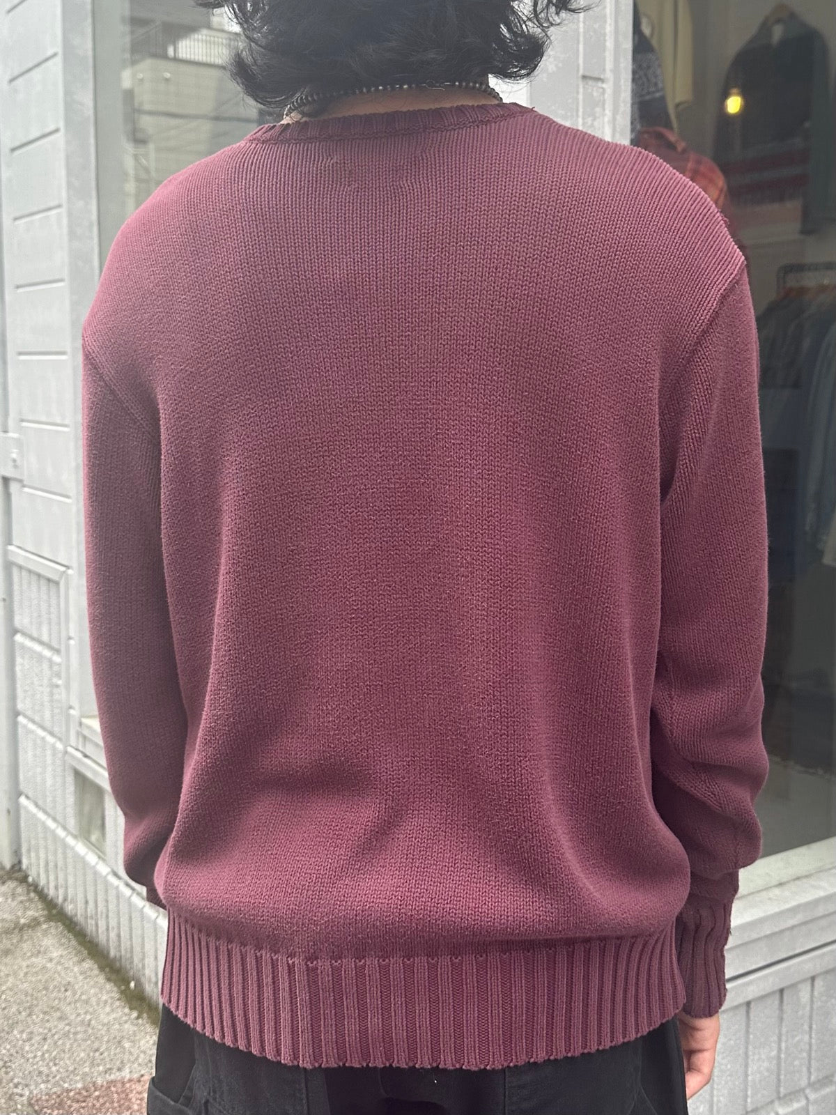 90's RALPH LAUREN Vネックコットンニット