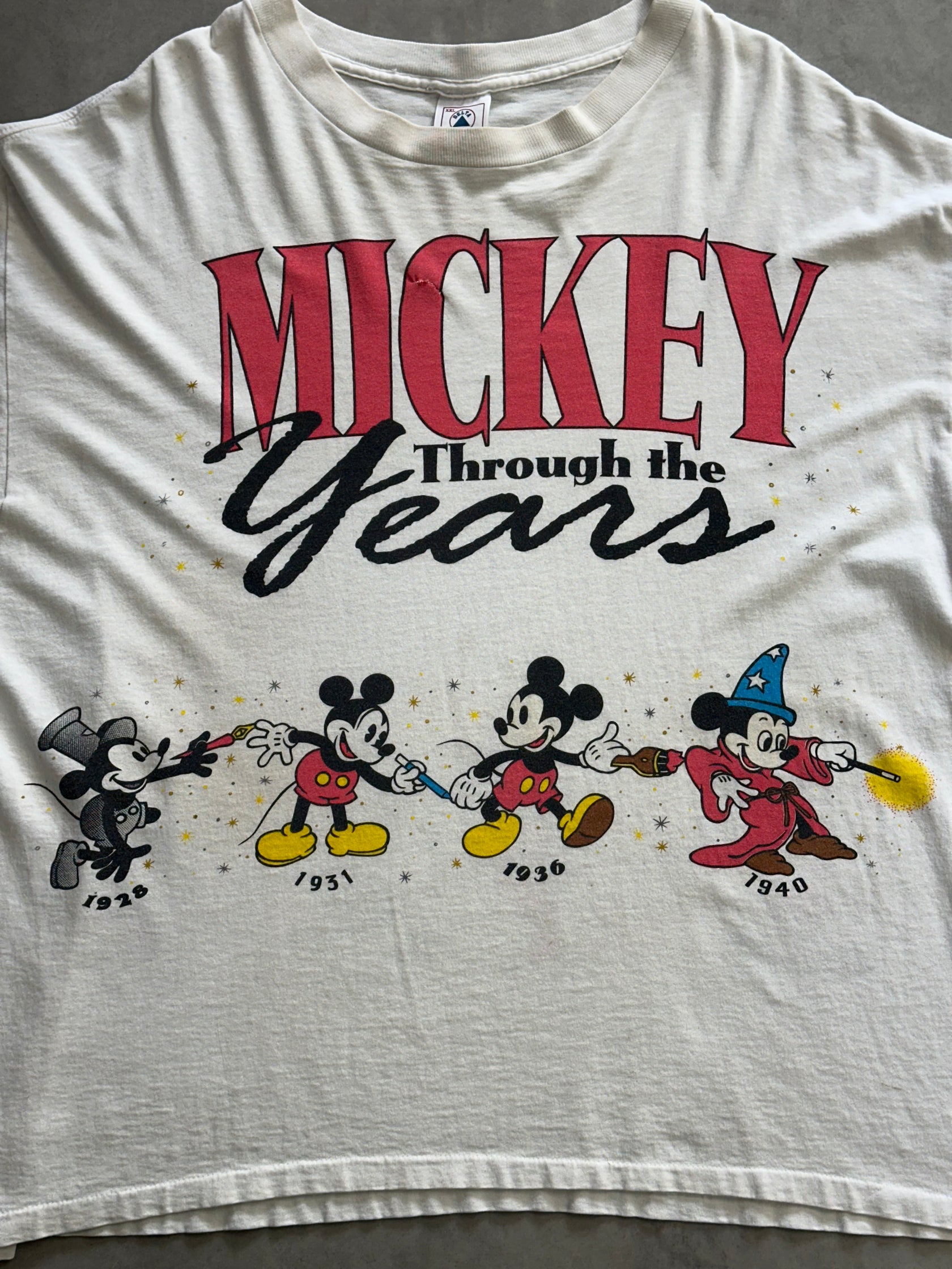 90's MICKEY「Through the year」USA製 キャラクターTシャツ