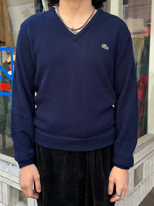 80's~90's IZOD LACOSTE「Vネック」アクリルニットセーター