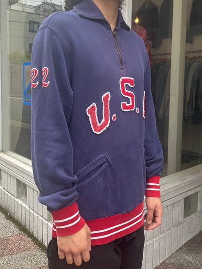 90's RALPH LAUREN 「U.S.A.」ハーフジップスウェット　