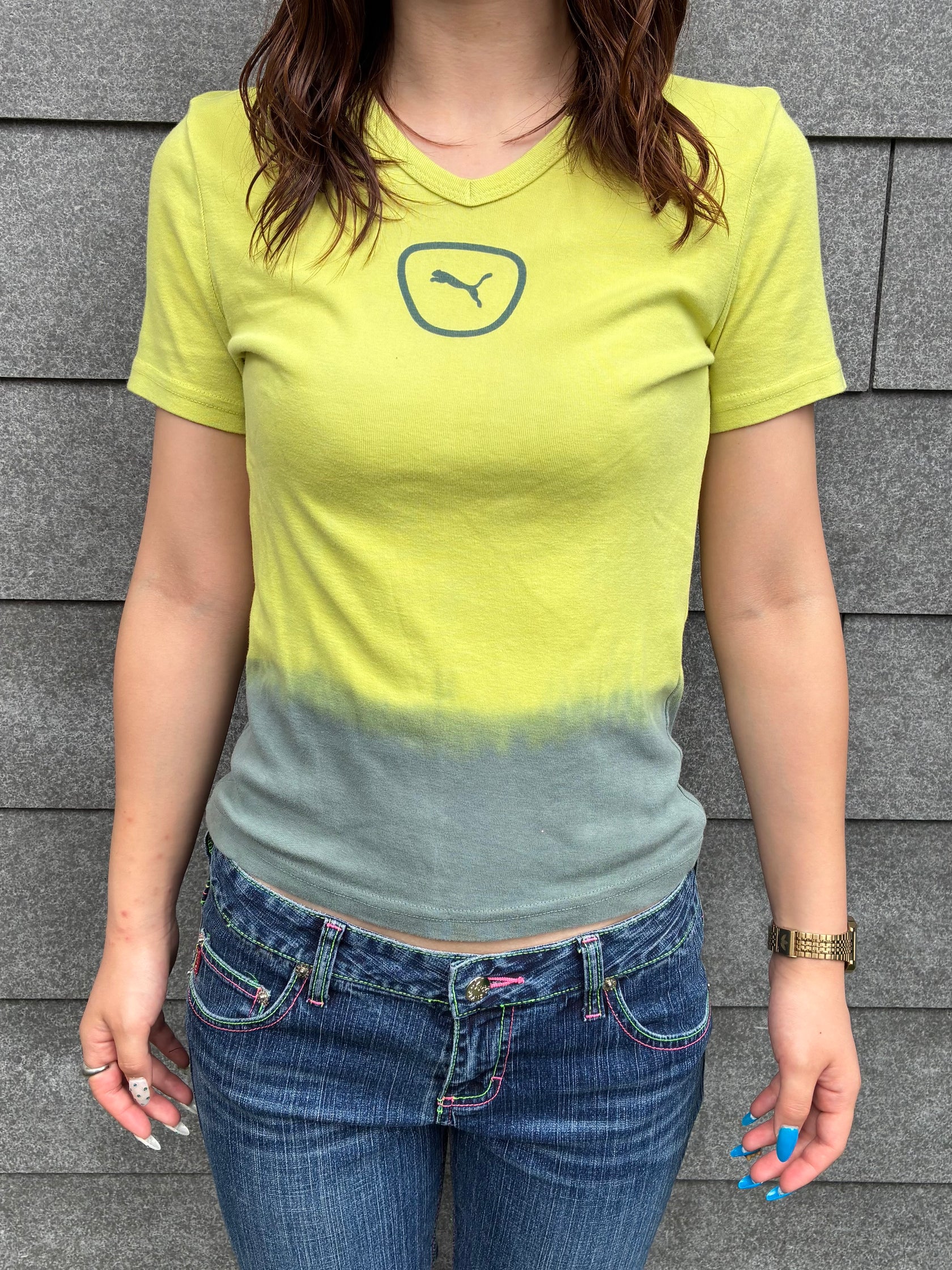 90's「PUMA」USA製 VネックTシャツ