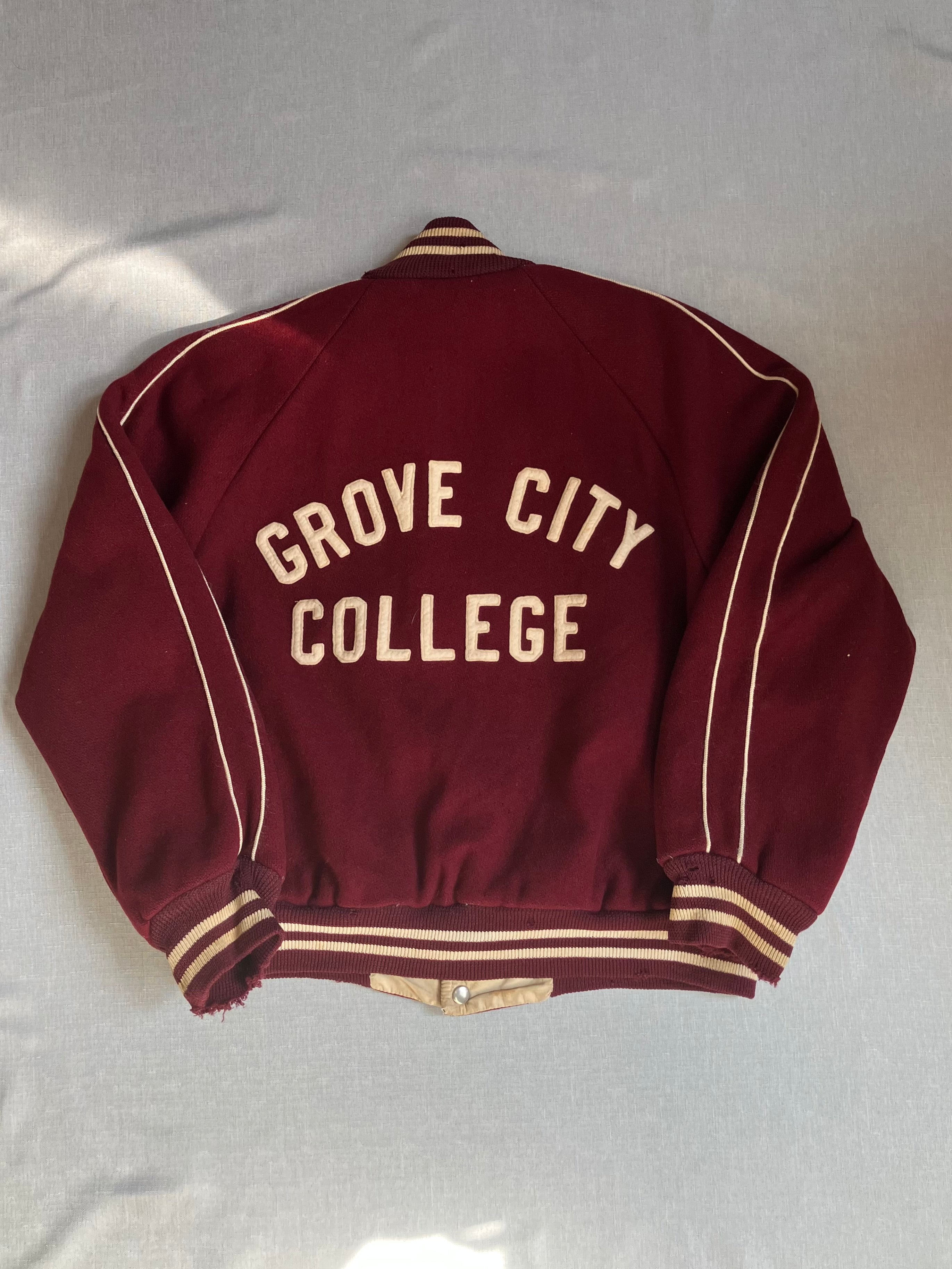 60's WOOL STAJAN「GROVE CITY COLLGE」ウールスタジャン – FUJI STORE