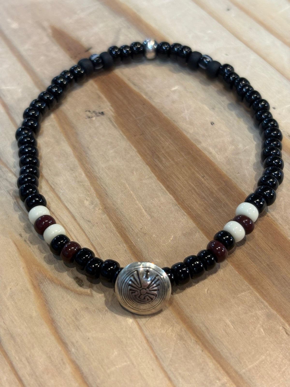 SILVER925 CONCHO & BEADS BRACELET- BLACK・D.BROWN / ROSETTAPRAYER②