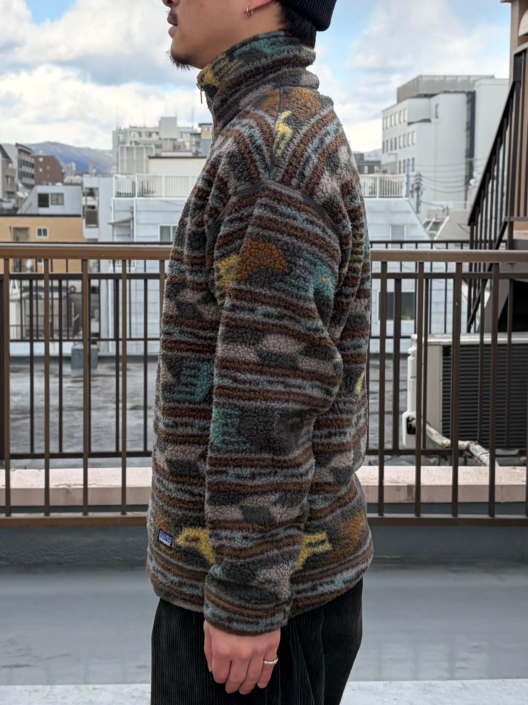 90's patagonia「Half-Zip Synchilla Sweater」USA製　総柄フリース