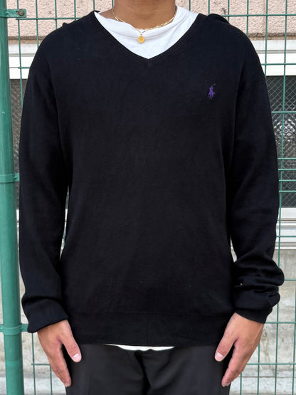 POLO RALPH LAUREN「PIMA COTTON」Vネックコットンニット