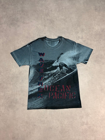 90's OCEAN PACIFIC「総柄」USA製 サーフTシャツ