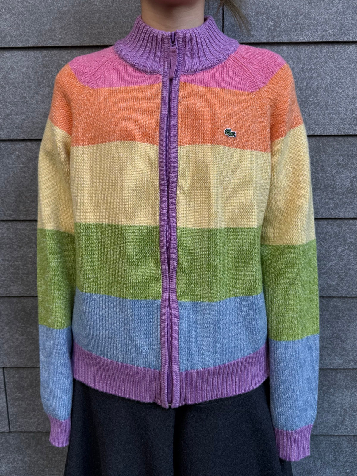 90's「LACOSTE 」 ジップアップニット