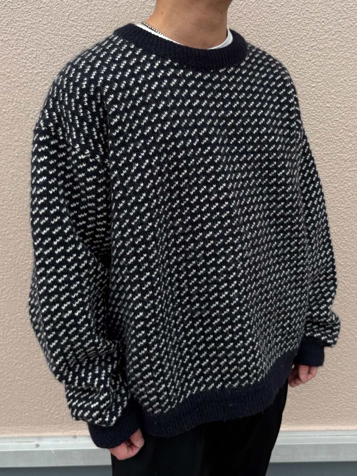 80's L.L.Bean「バーズアイ」Norway製　ウールセーター