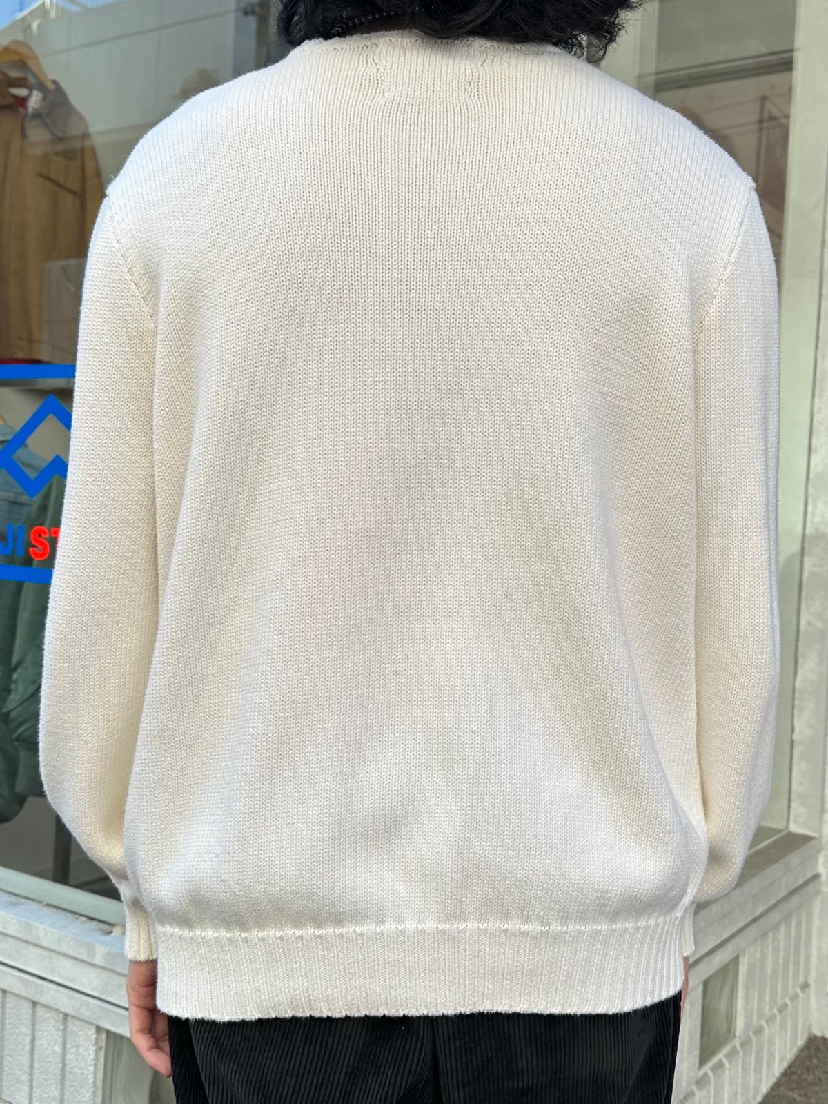 90's RALPH LAUREN 「CREW NECK」ワンポイントコットンニットセーター