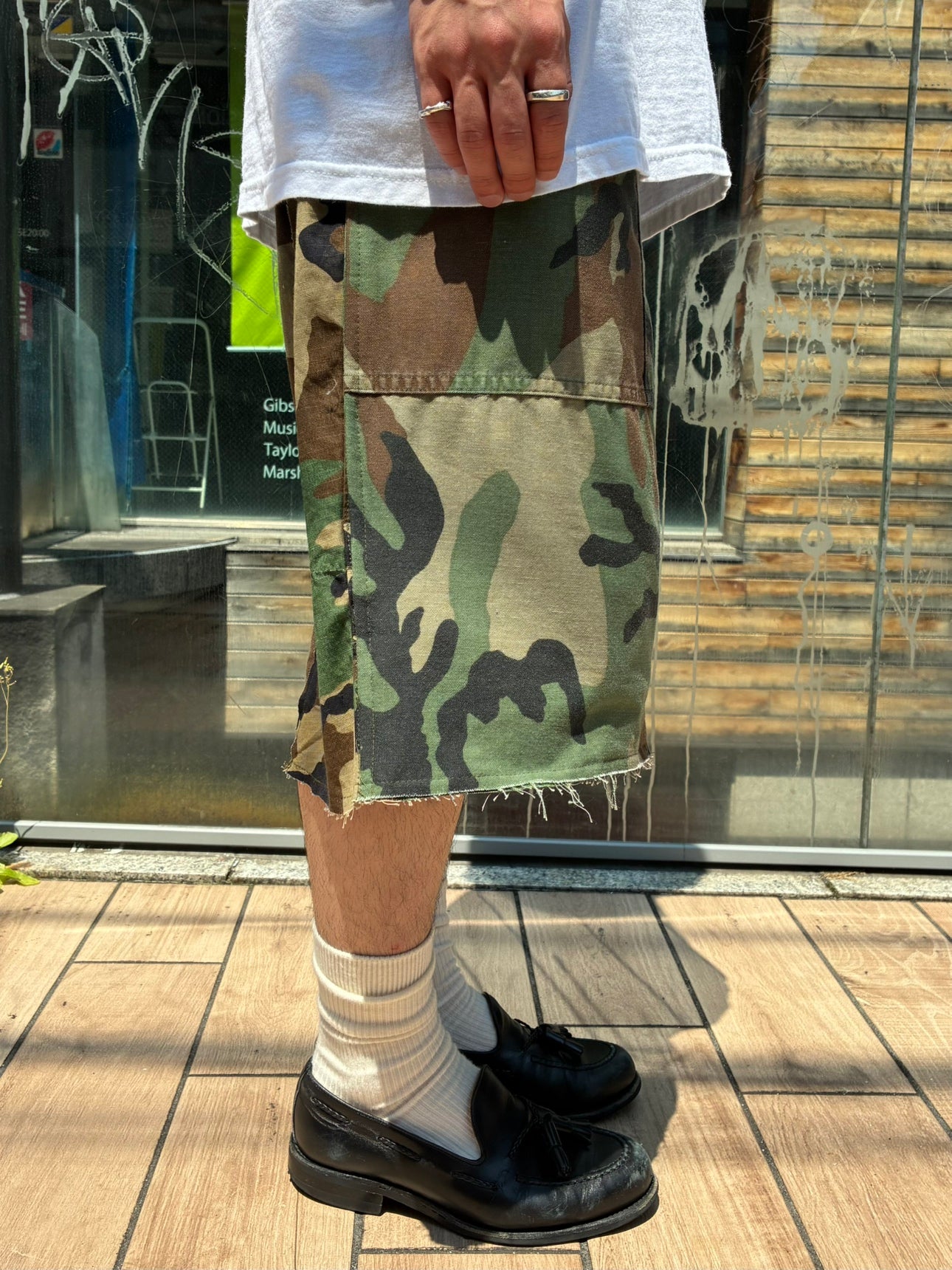 REMAKE  ARMY DOUBLE KNEE SHORTS