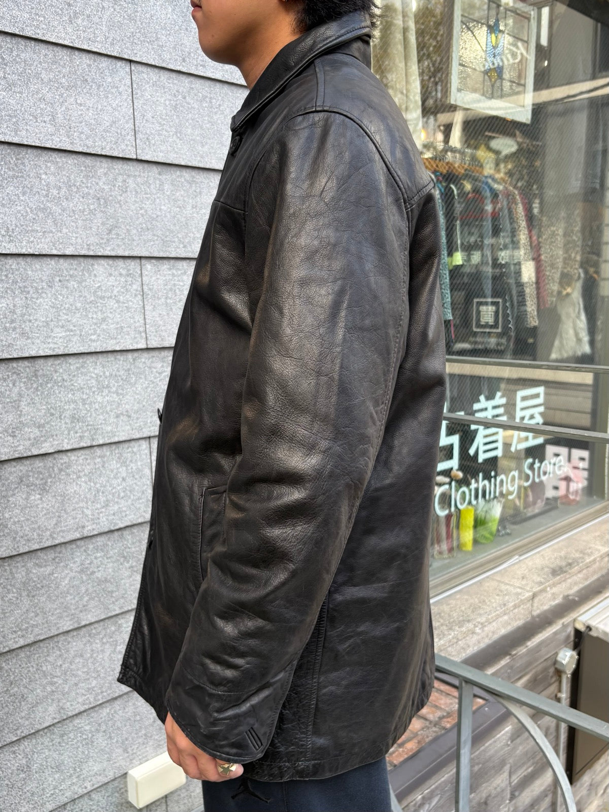 00's「GAP」レザーカーコート