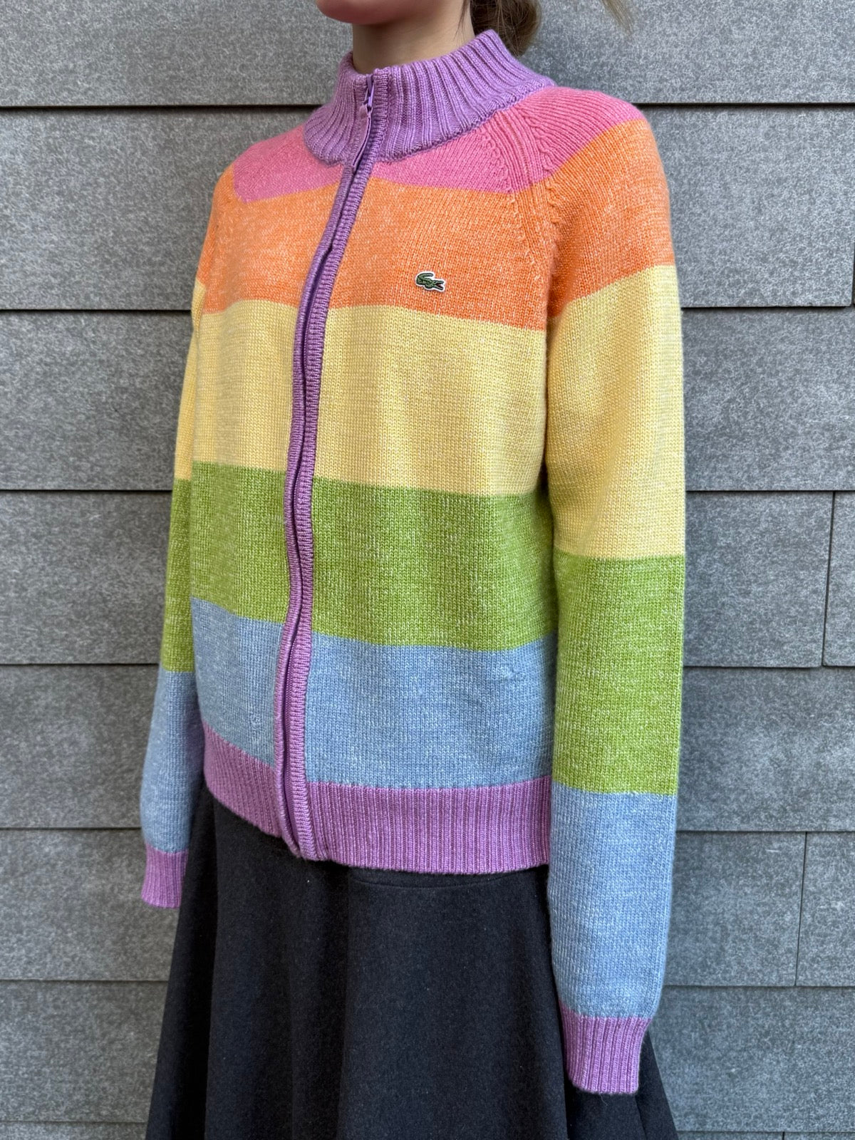 90's「LACOSTE 」 ジップアップニット