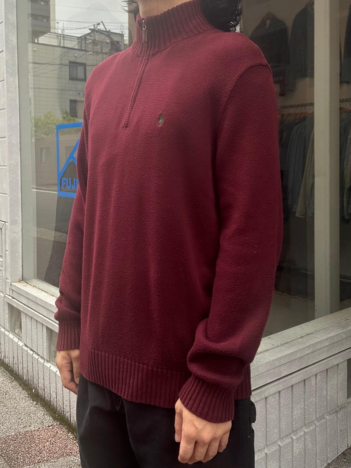 90's RALPH LAUREN ハーフジップニット　