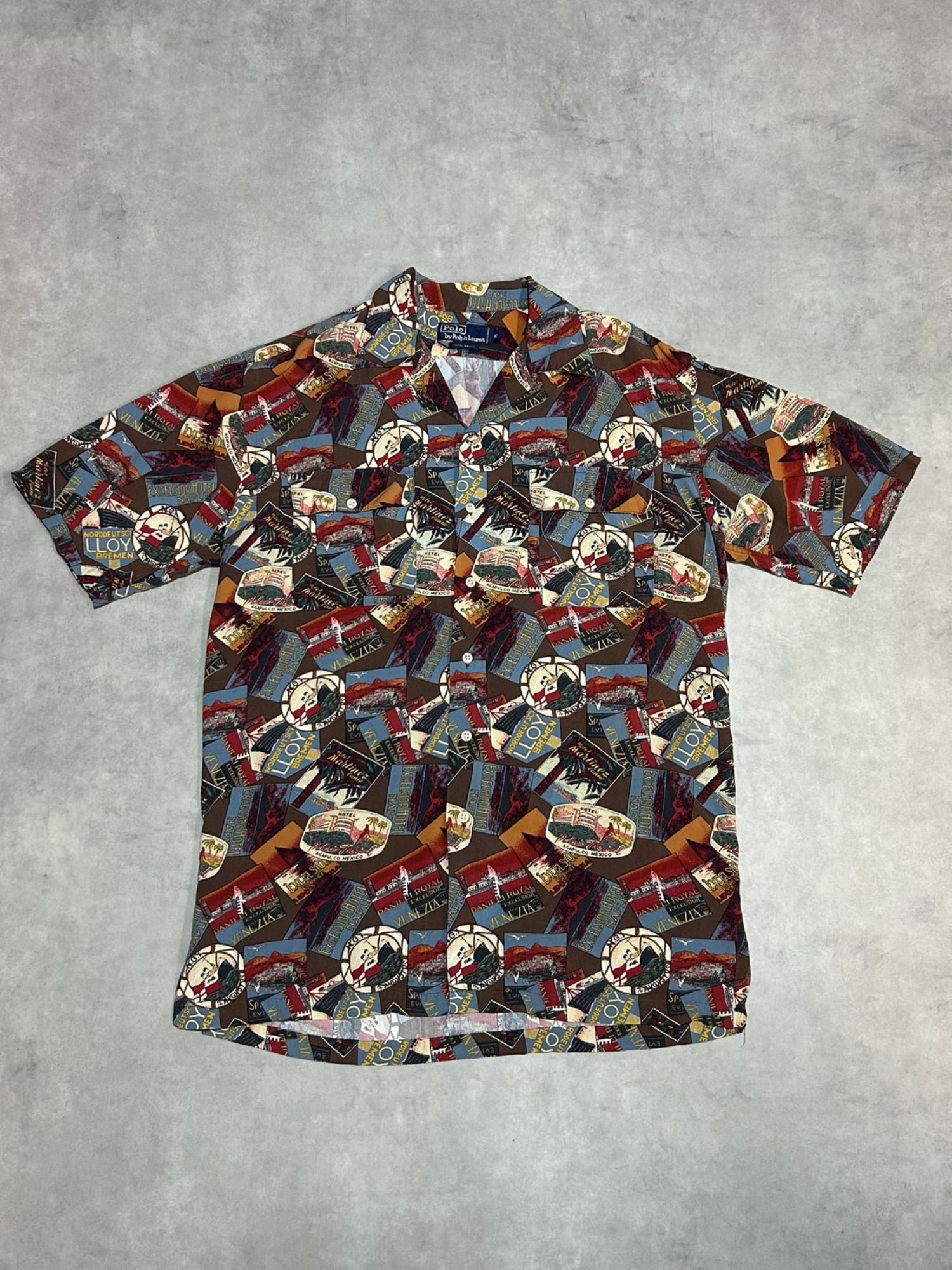 90's Polo by Ralph Lauren「総柄」レーヨンオープンカラーシャツ