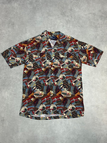 90's Polo by Ralph Lauren「総柄」レーヨンオープンカラーシャツ