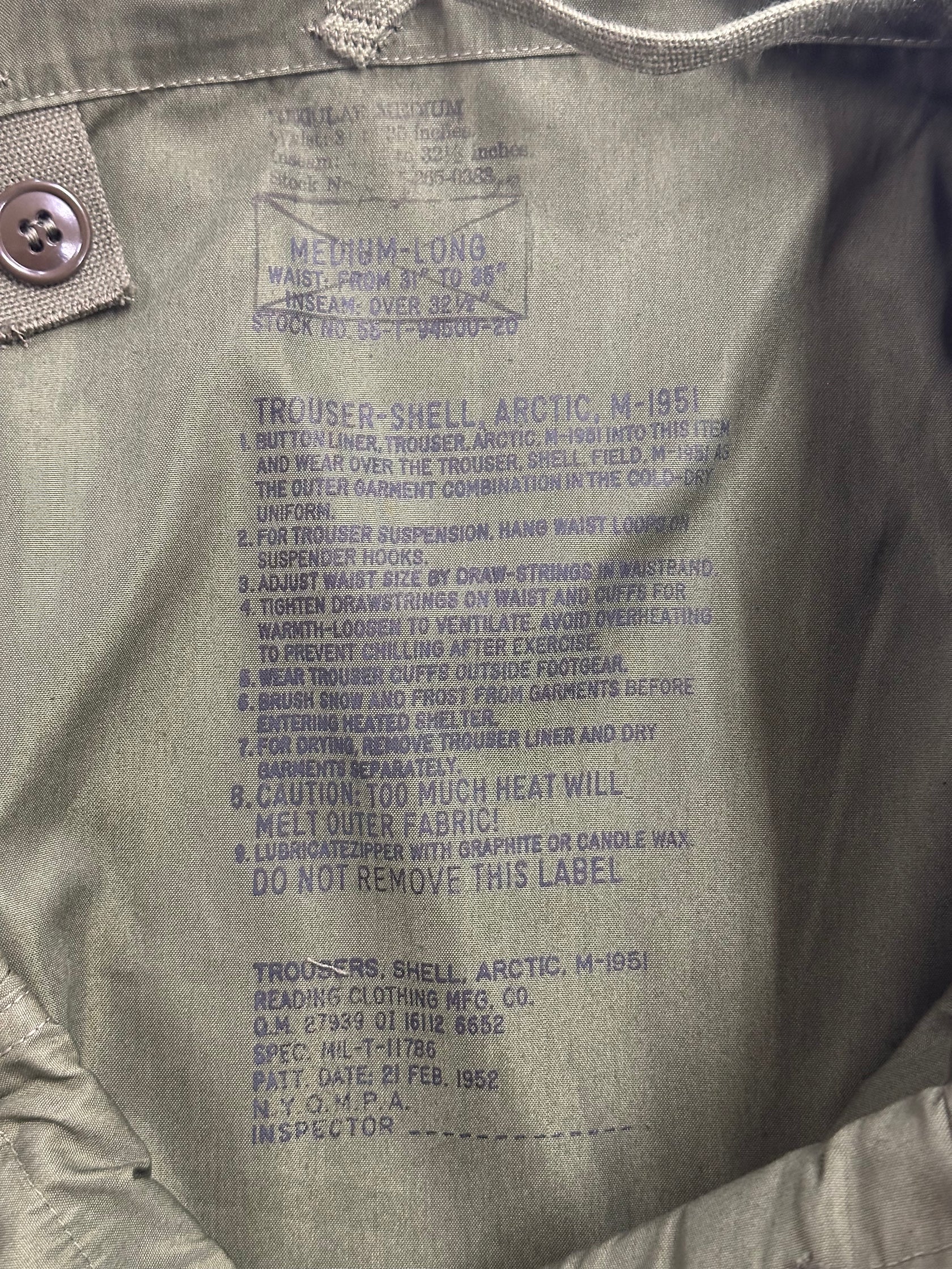 50's U.S.ARMY「M-51」アークティックオーバーパンツ