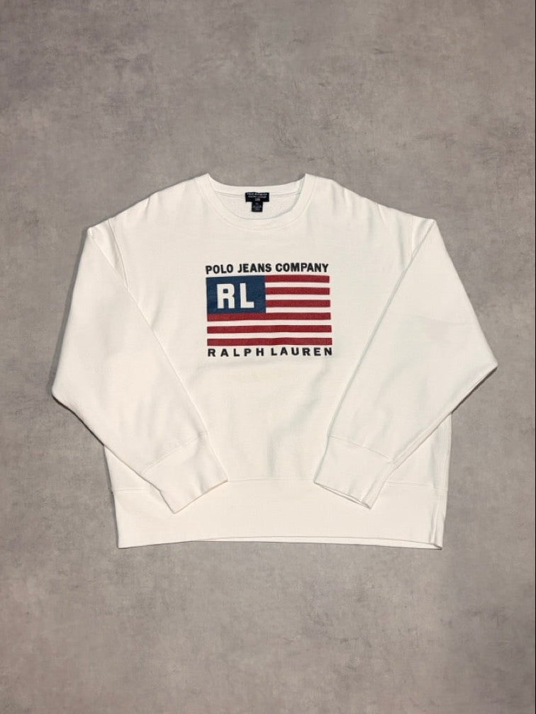 00's RALPH LAUREN「POLO JEANS CO.」星条旗　ロゴスウェット