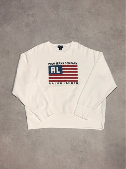 00's RALPH LAUREN「POLO JEANS CO.」星条旗　ロゴスウェット
