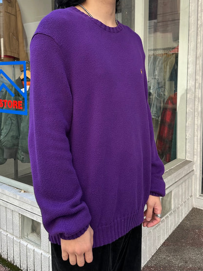 90's RALPH LAUREN ワンポイントコットンニットセーター