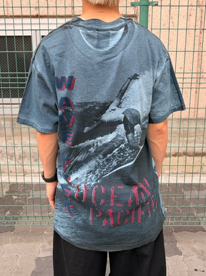90's OCEAN PACIFIC「総柄」USA製 サーフTシャツ