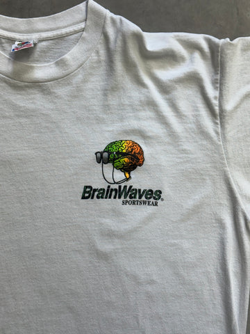 90's BRAIN WAVES SPORTSWEAR USA製 ホワイトTシャツ