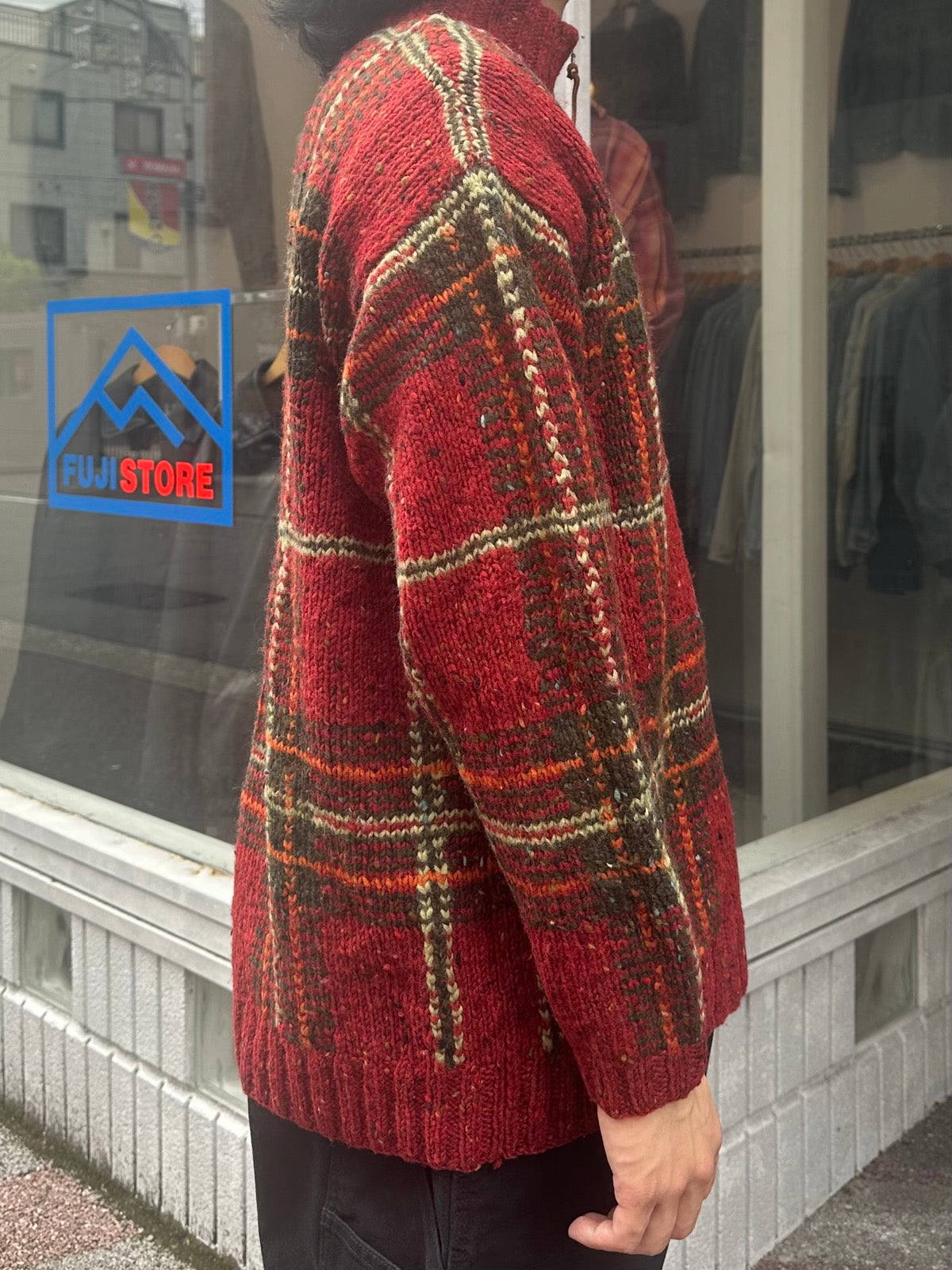 90's RALPH LAUREN「Tartan check」ハーフジップニット