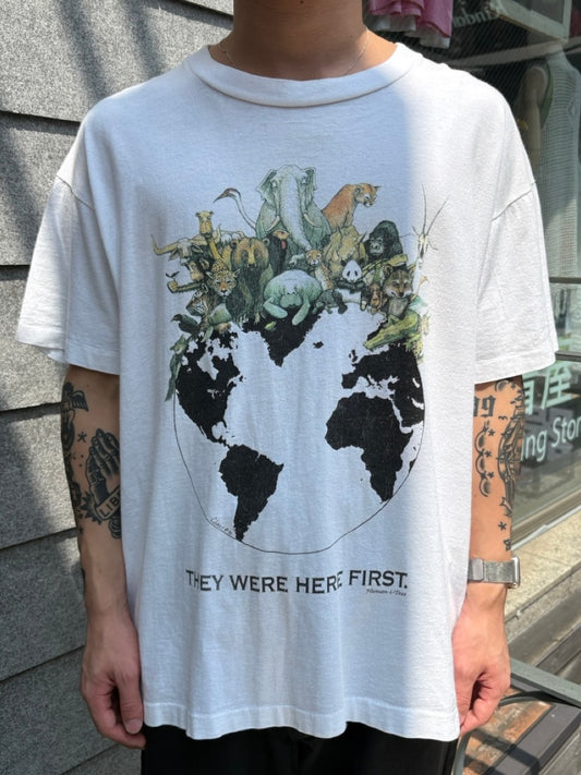 90's Human-i-Tees 「THEY WERE HERE FIRST」USA製　グラフィックTシャツ