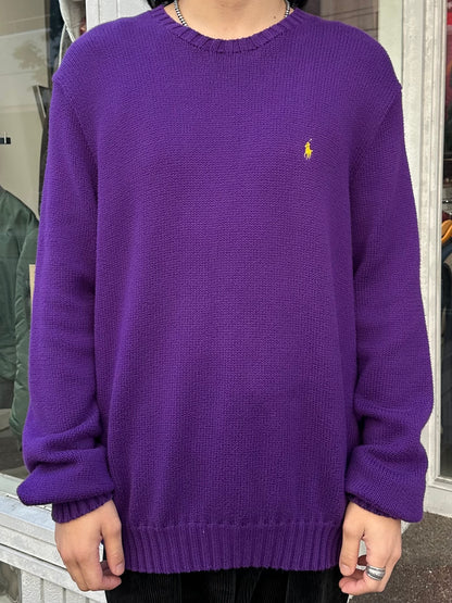 90's RALPH LAUREN ワンポイントコットンニットセーター