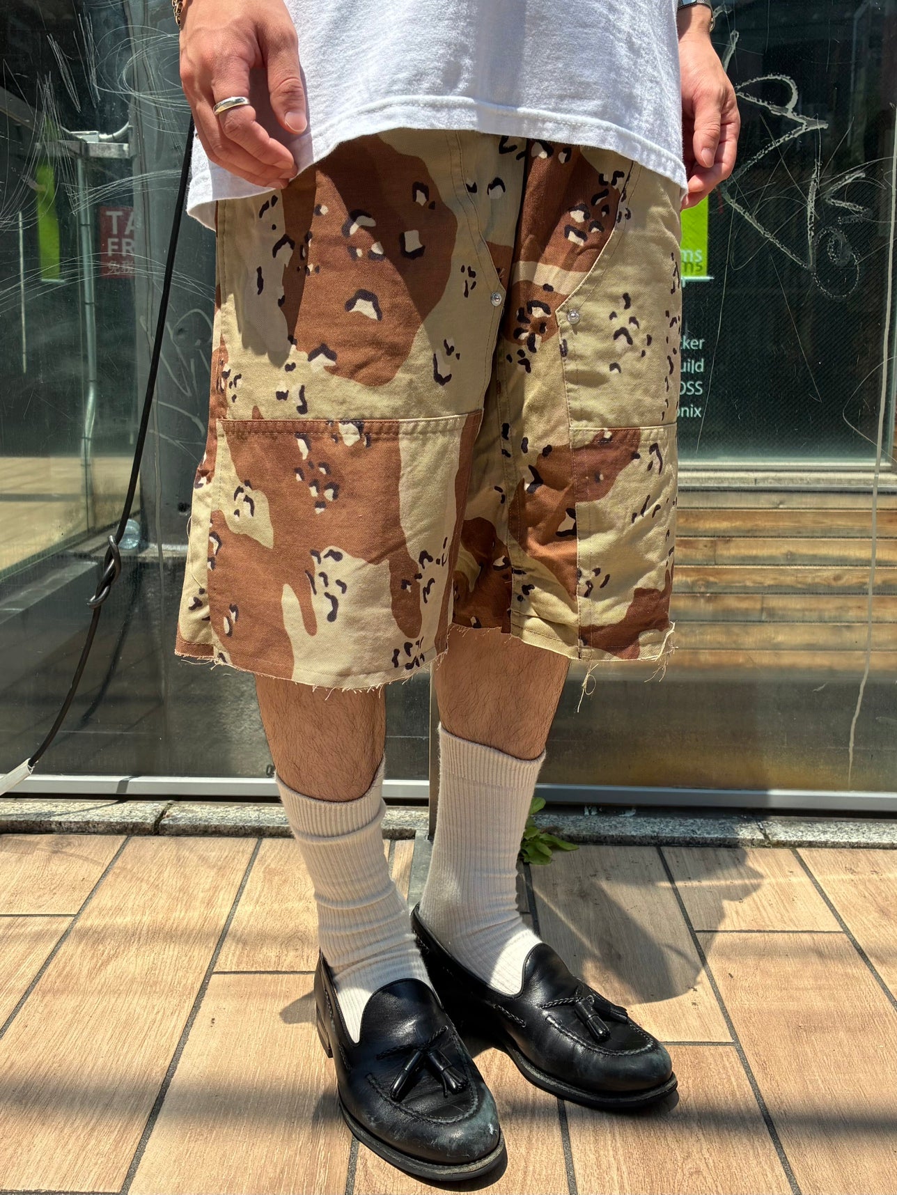 REMAKE  ARMY DOUBLE KNEE SHORTS