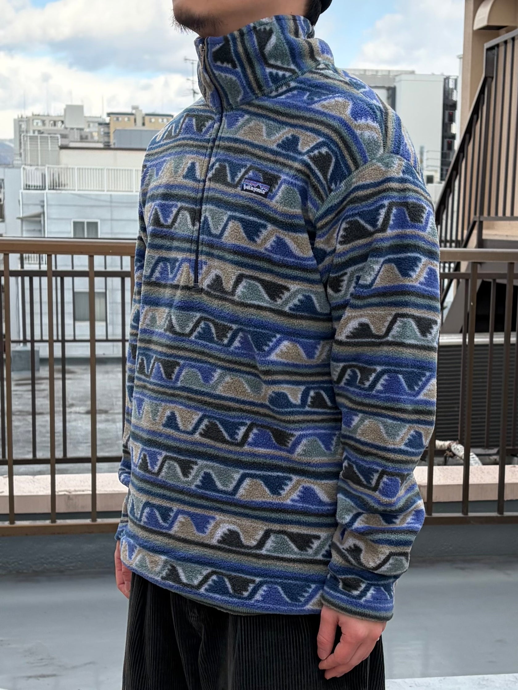 90's patagonia「Half-Zip Synchilla Sweater」USA製　総柄フリース