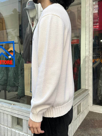 90's RALPH LAUREN 「CREW NECK」ワンポイントコットンニットセーター