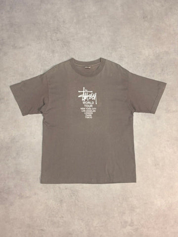 90's STUSSY「World Tour」USA製 スケートTシャツ