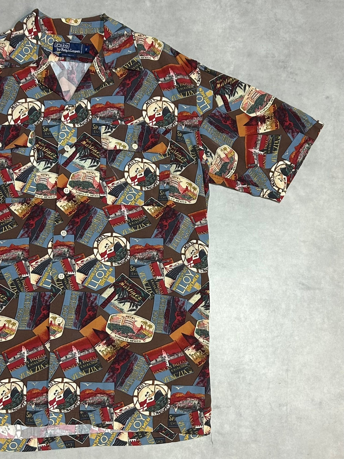 90's Polo by Ralph Lauren「総柄」レーヨンオープンカラーシャツ