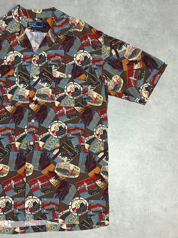 90's Polo by Ralph Lauren「総柄」レーヨンオープンカラーシャツ