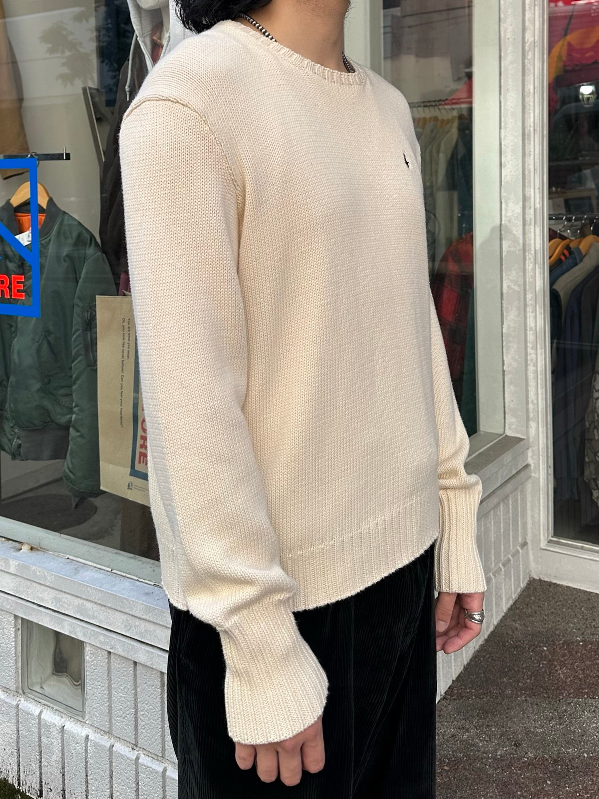 90's RALPH LAUREN ワンポイントコットンニットセーター
