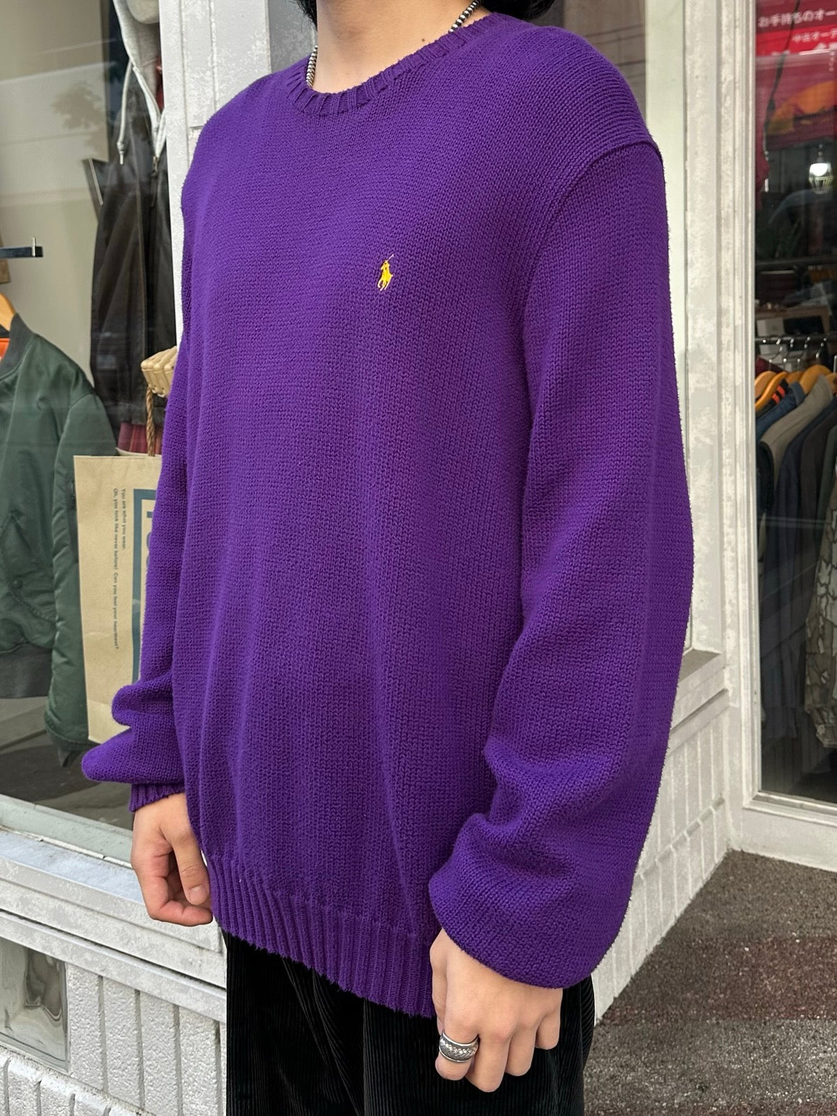 90's RALPH LAUREN ワンポイントコットンニットセーター