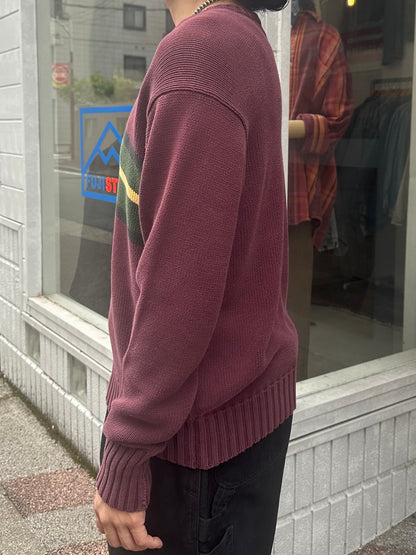 90's RALPH LAUREN Vネックコットンニット