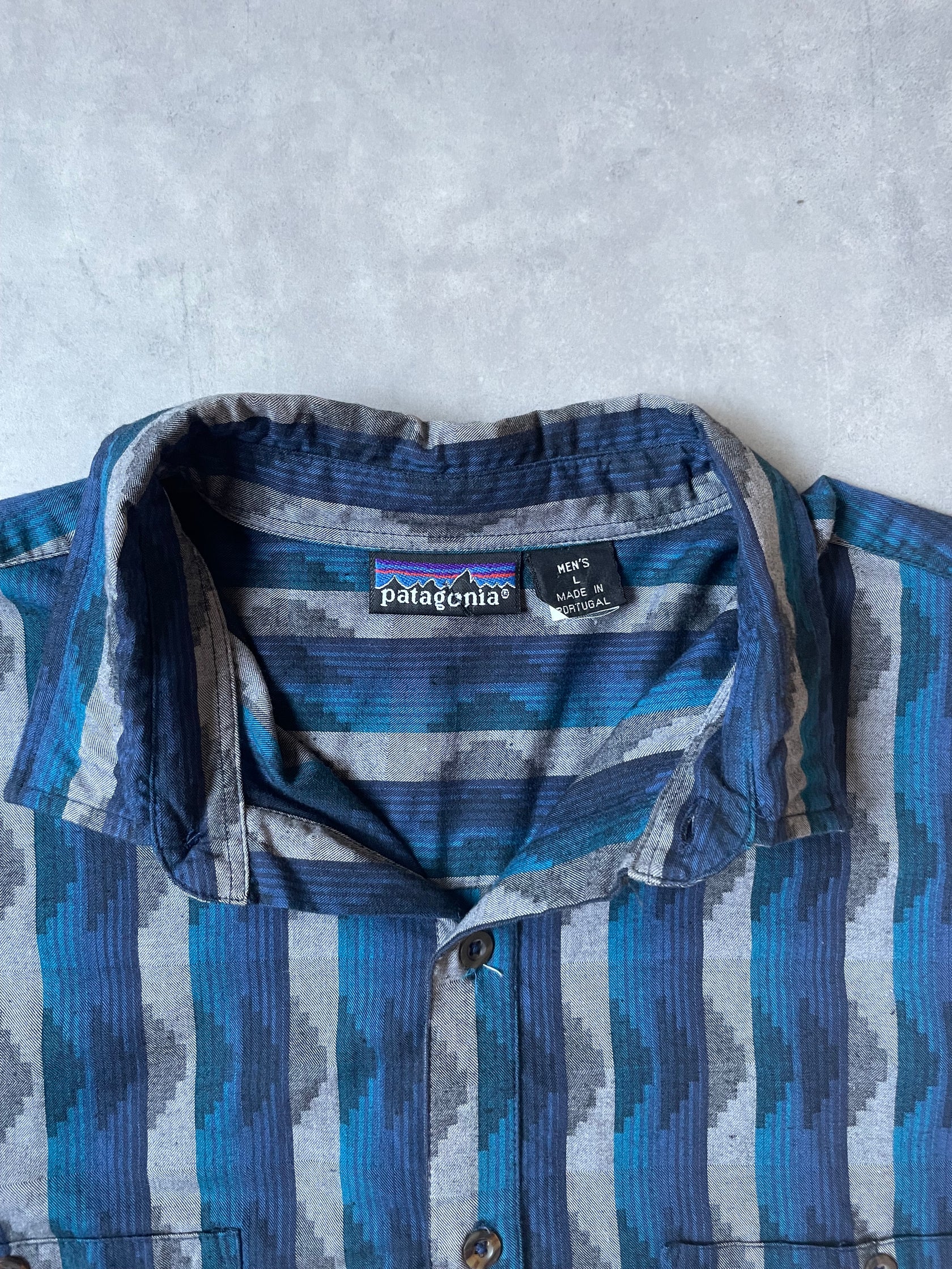 90's PATAGONIA「Native Stripe」ボタンダウンフランネルシャツ