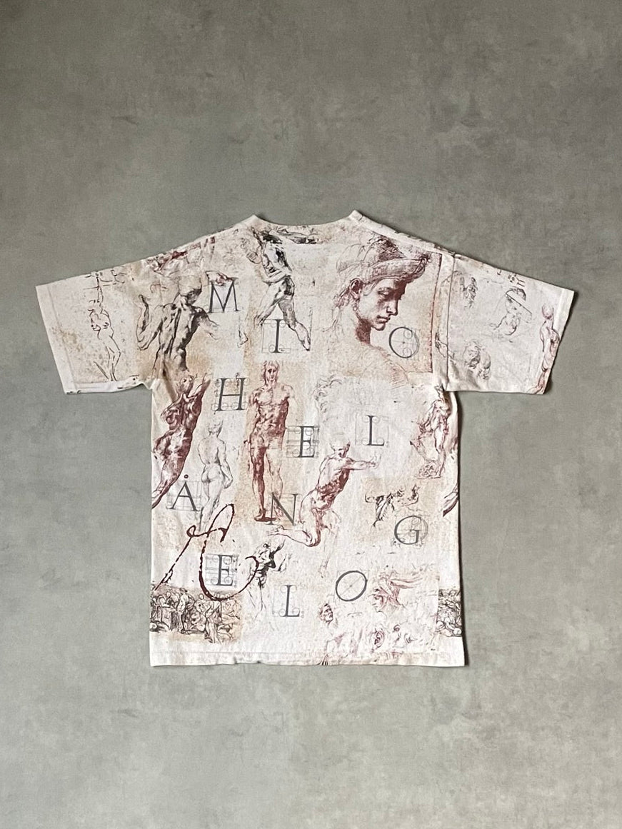 90's ミケランジェロ USA製 総柄アートTシャツ