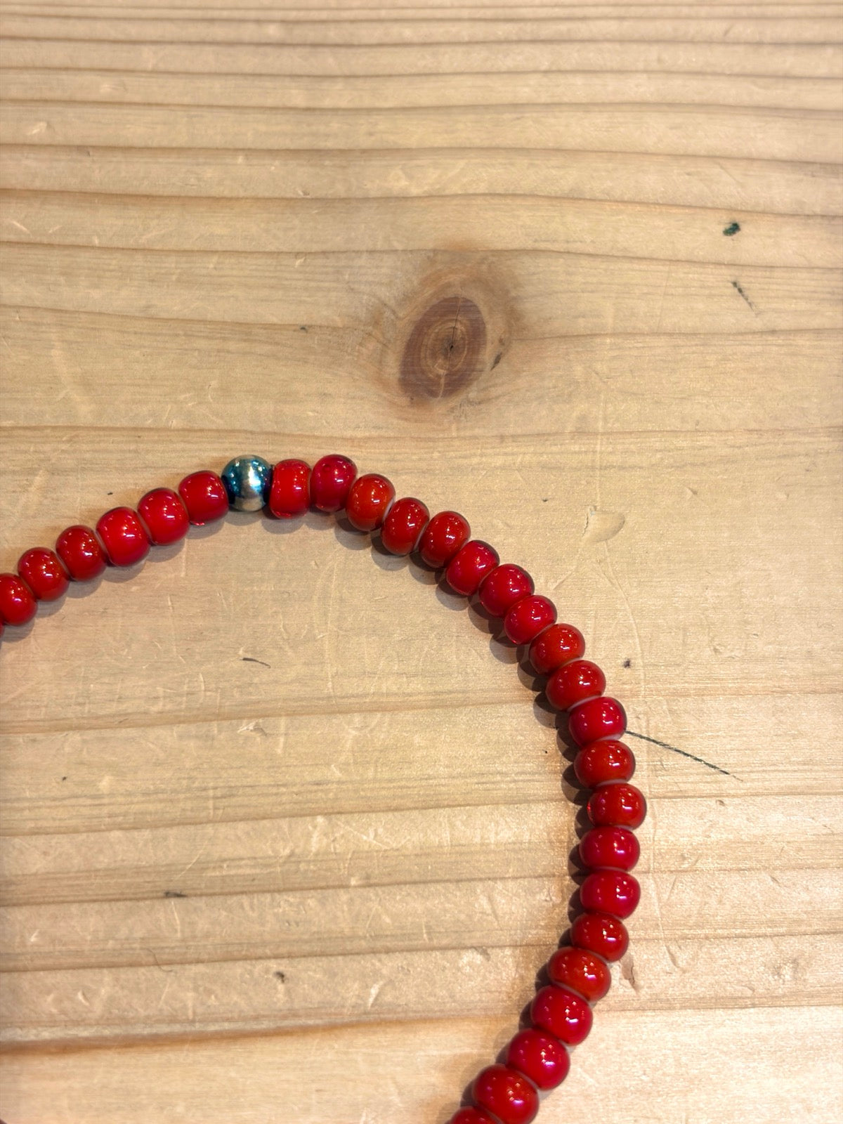 SILVER925 CONCHO & BEADS BRACELET- RED / ROSETTAPRAYER②