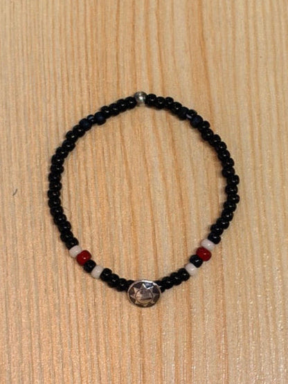 SILVER925 CONCHO & BEADS BRACELET- BLACK・RED / ROSETTAPRAYER➀