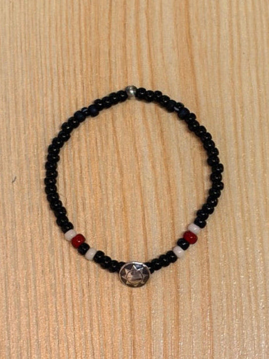 SILVER925 CONCHO & BEADS BRACELET- BLACK・RED / ROSETTAPRAYER➀