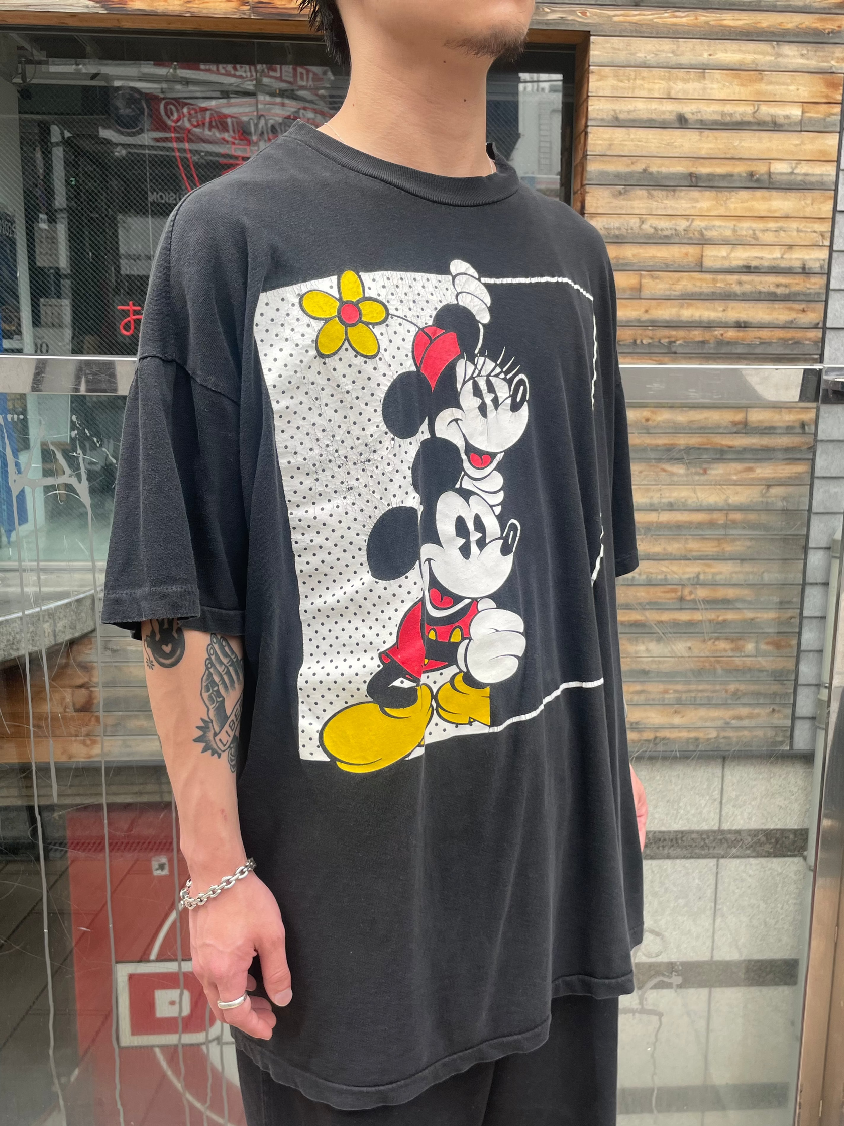 90's DISNEY「Mickey &Minnie」USA製 キャラクターTシャツ