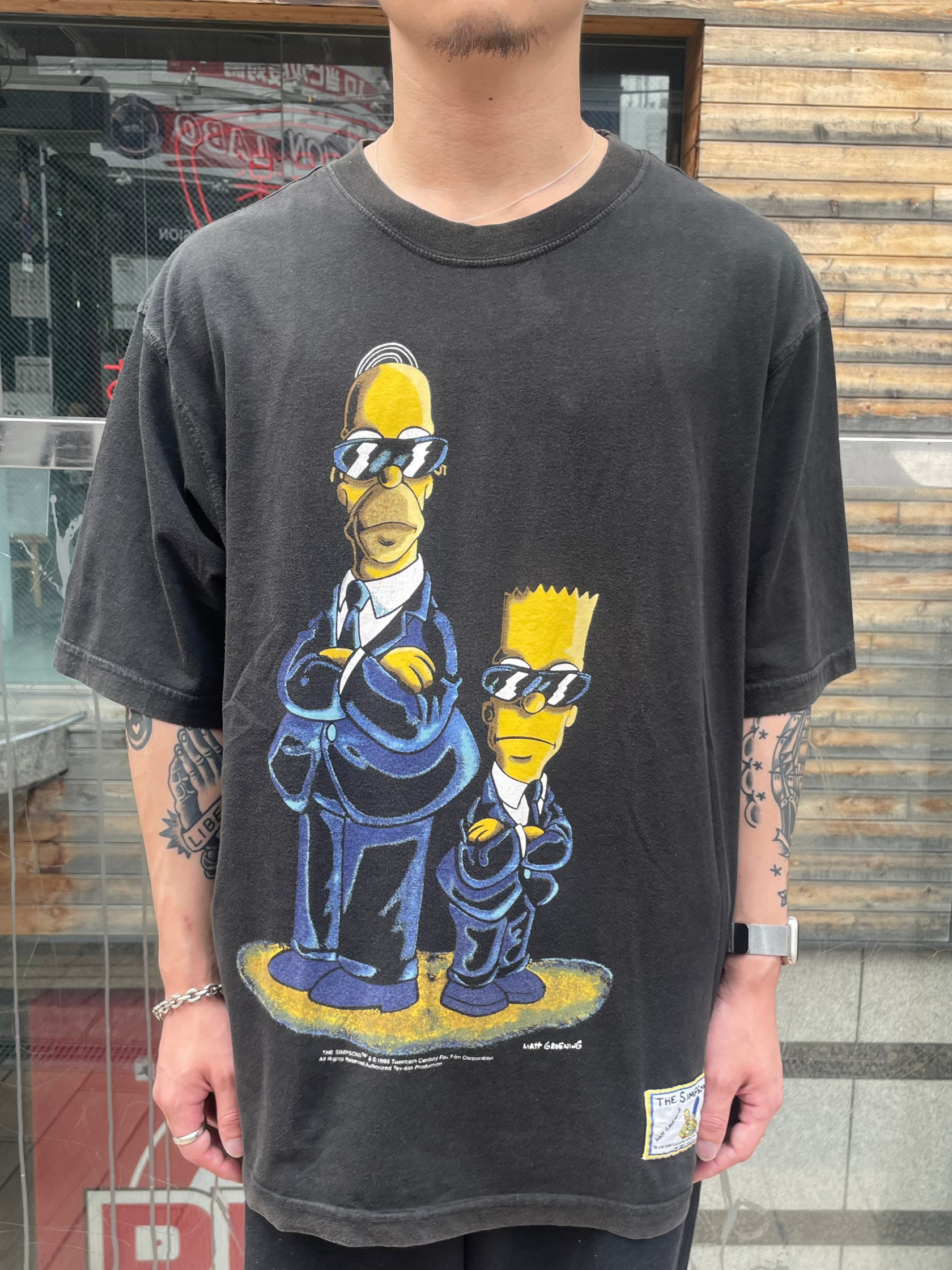 90's THE SIMPSONS「スーツ姿 ホーマー＆バート」 キャラクターTシャツ