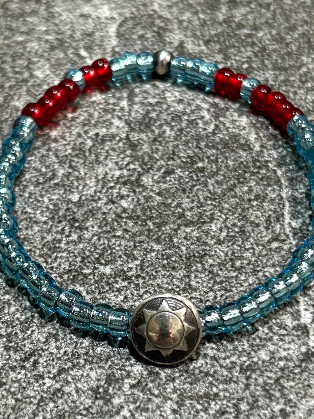 SILVER925 CONCHO & BEADS BRACELET- AQUA BLUE / ROSETTAPRAYER➀