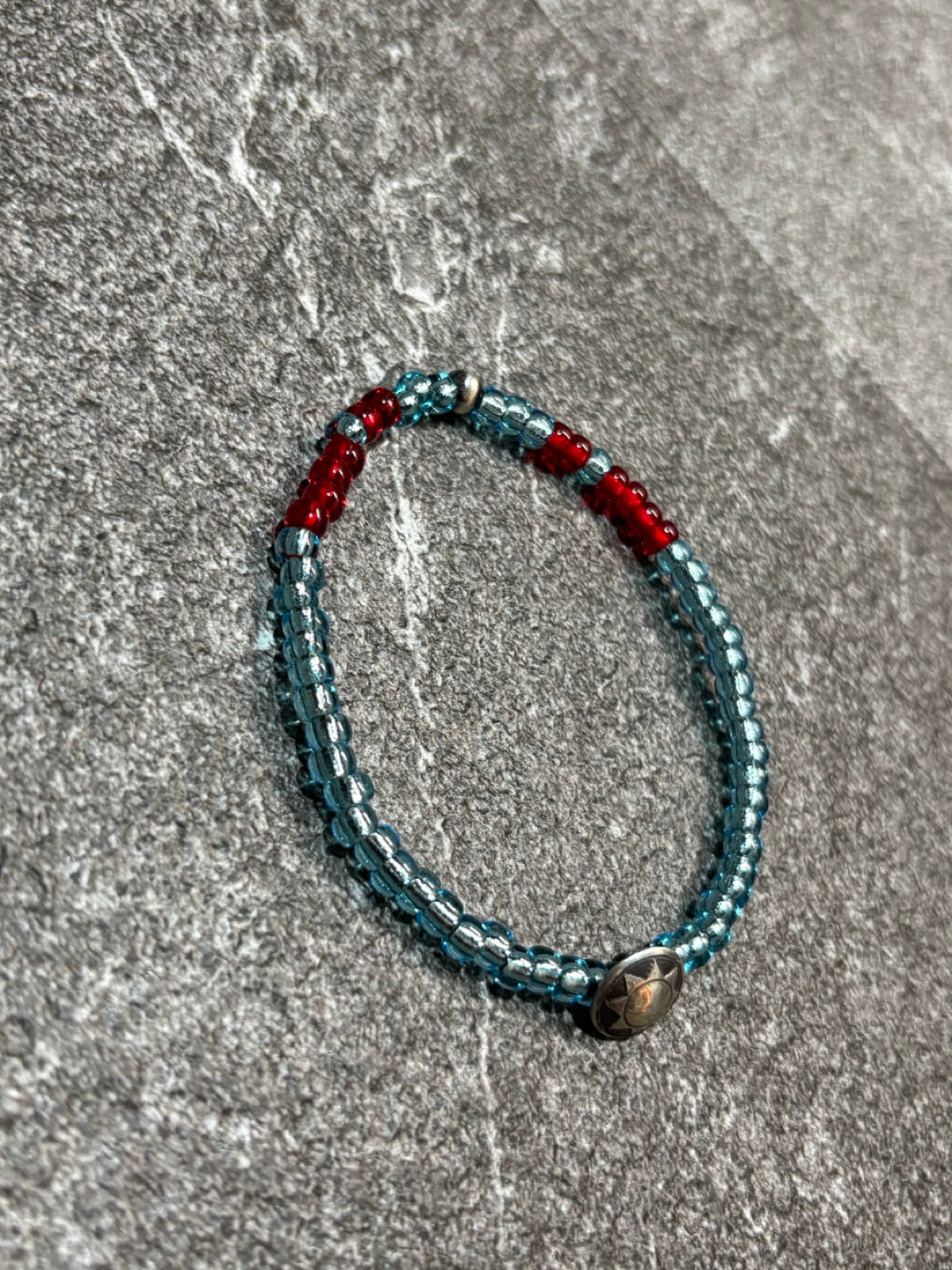 SILVER925 CONCHO & BEADS BRACELET- AQUA BLUE / ROSETTAPRAYER➀