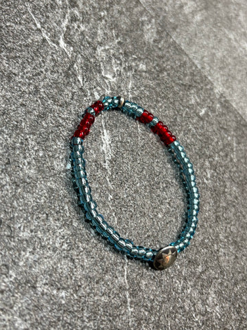 SILVER925 CONCHO & BEADS BRACELET- AQUA BLUE / ROSETTAPRAYER➀