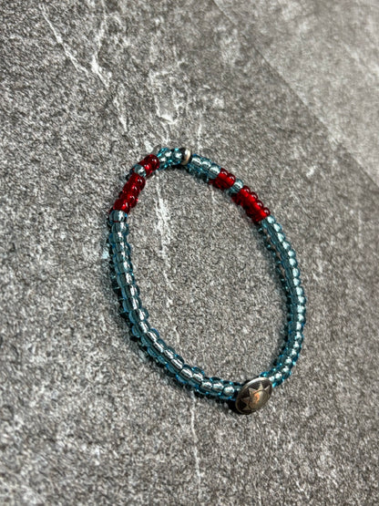 SILVER925 CONCHO & BEADS BRACELET- AQUA BLUE / ROSETTAPRAYER➀