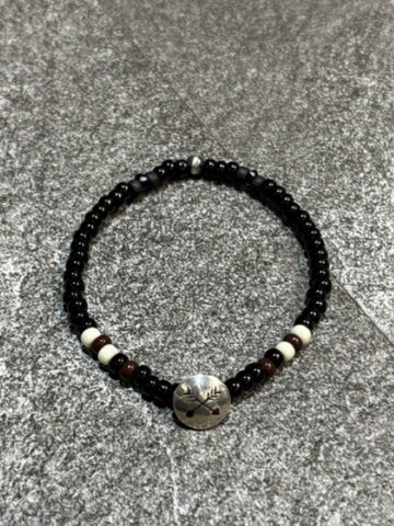 SILVER925 CONCHO & BEADS BRACELET- BLACK・D.BROWN / ROSETTAPRAYER②