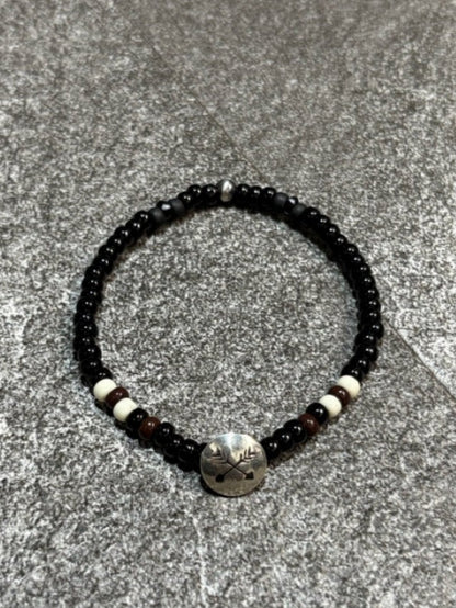 SILVER925 CONCHO & BEADS BRACELET- BLACK・D.BROWN / ROSETTAPRAYER②